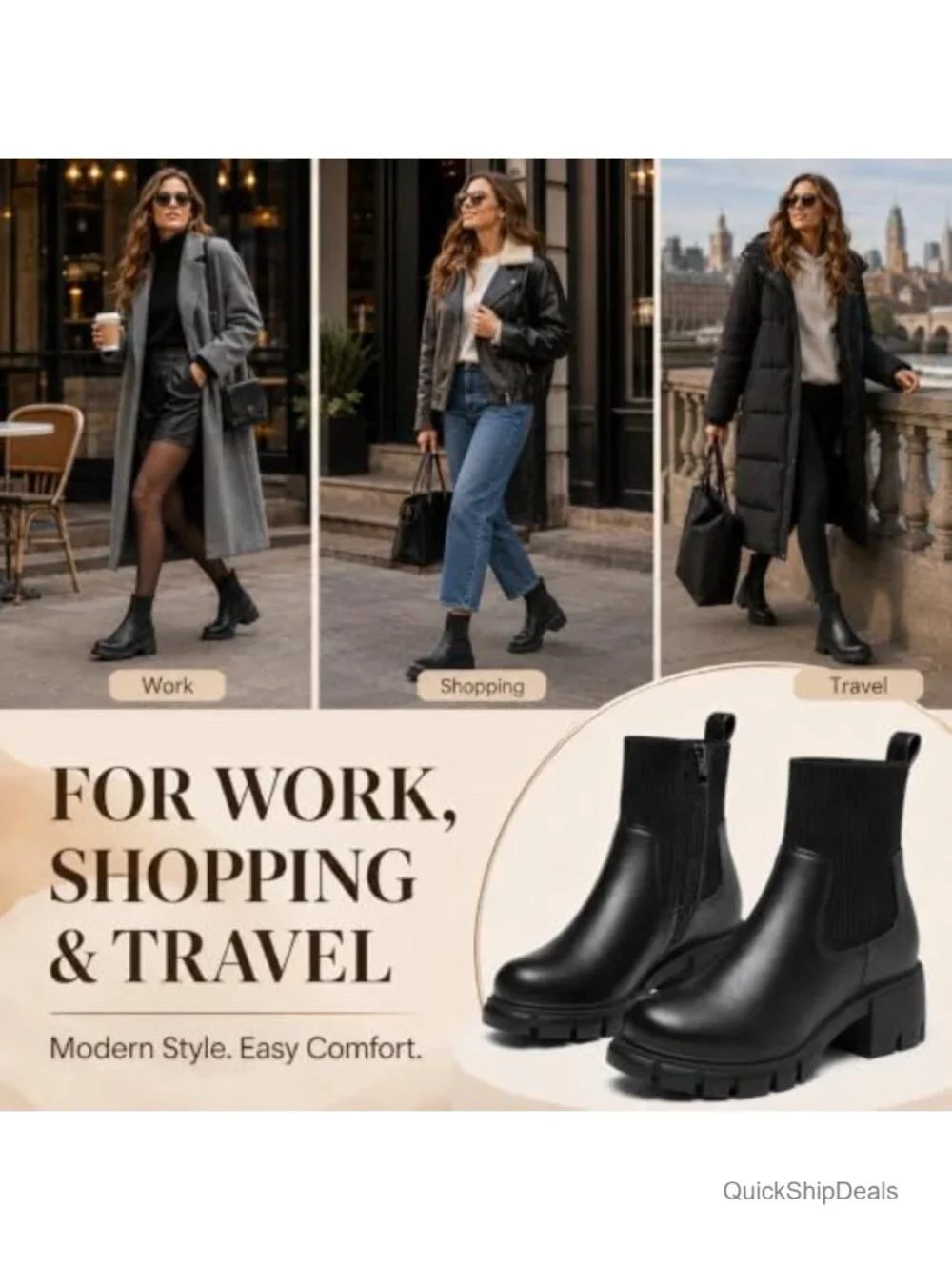 Women's Chelsea Boots Chunky Lug Sole Ankle Boots